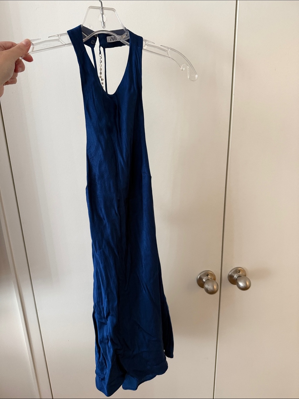 Zara  satin jewel chain halter dress